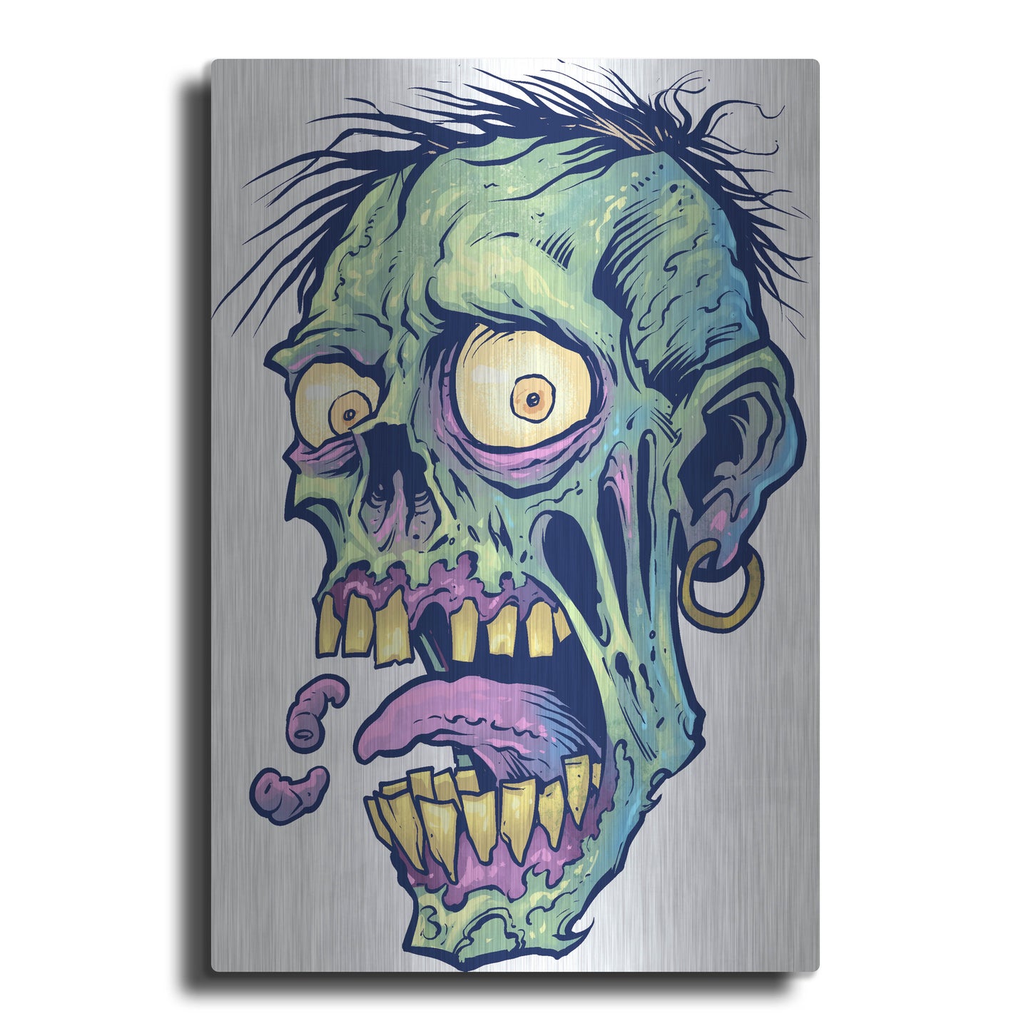 Luxe Metal Art 'Zombie Pattern Head 09' by Flyland Designs, Metal Wall Art