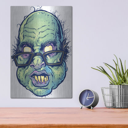 Luxe Metal Art 'Zombie Pattern Head 10' by Flyland Designs, Metal Wall Art,12x16