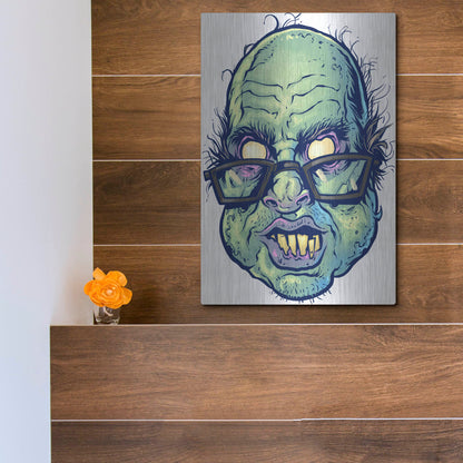 Luxe Metal Art 'Zombie Pattern Head 10' by Flyland Designs, Metal Wall Art,12x16
