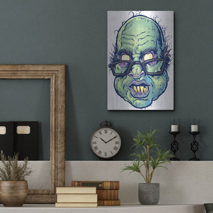 Luxe Metal Art 'Zombie Pattern Head 10' by Flyland Designs, Metal Wall Art,12x16