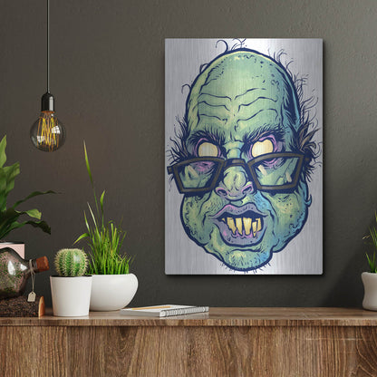 Luxe Metal Art 'Zombie Pattern Head 10' by Flyland Designs, Metal Wall Art,12x16