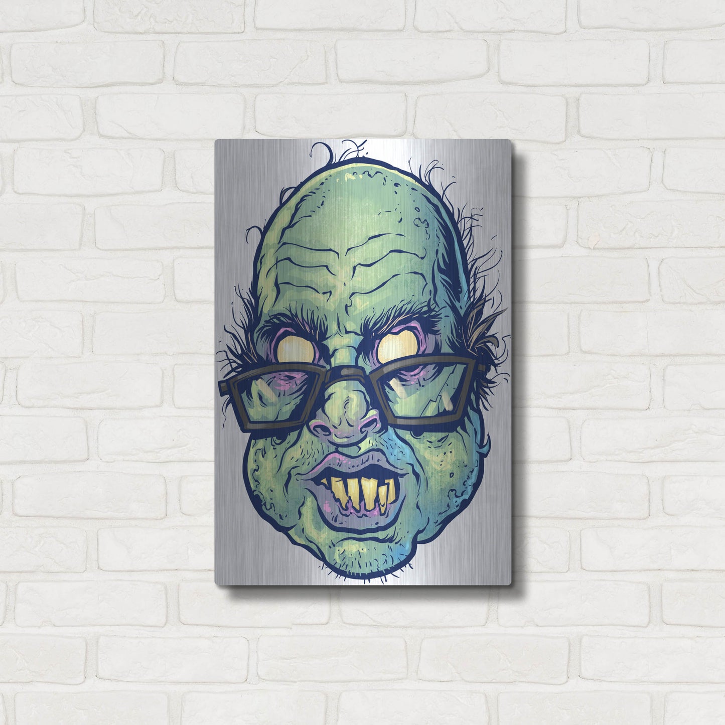 Luxe Metal Art 'Zombie Pattern Head 10' by Flyland Designs, Metal Wall Art,16x24