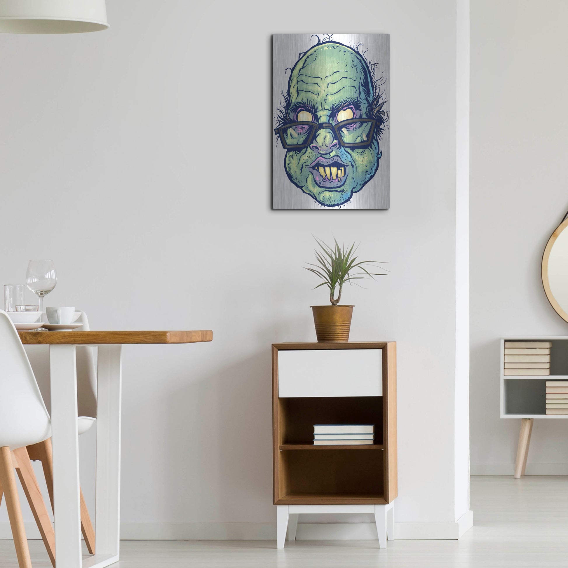 Luxe Metal Art 'Zombie Pattern Head 10' by Flyland Designs, Metal Wall Art,16x24