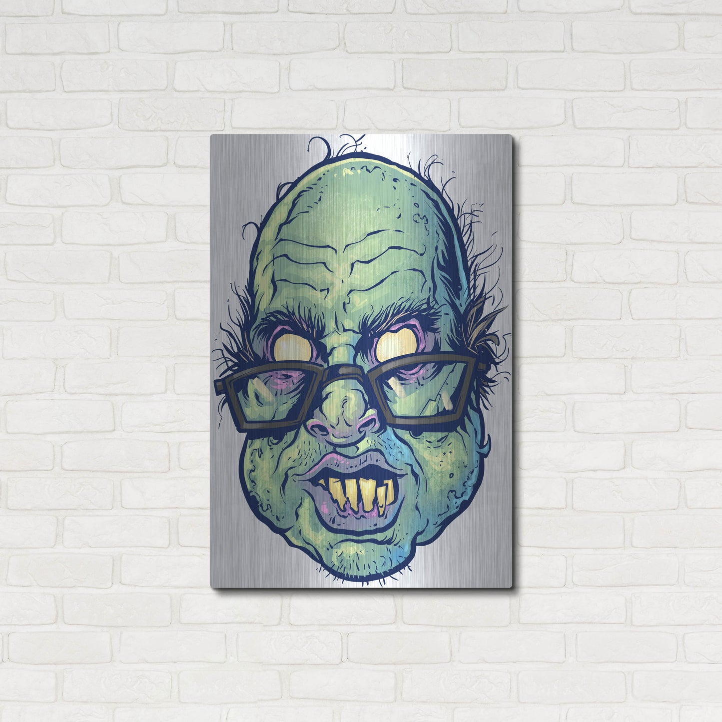 Luxe Metal Art 'Zombie Pattern Head 10' by Flyland Designs, Metal Wall Art,24x36