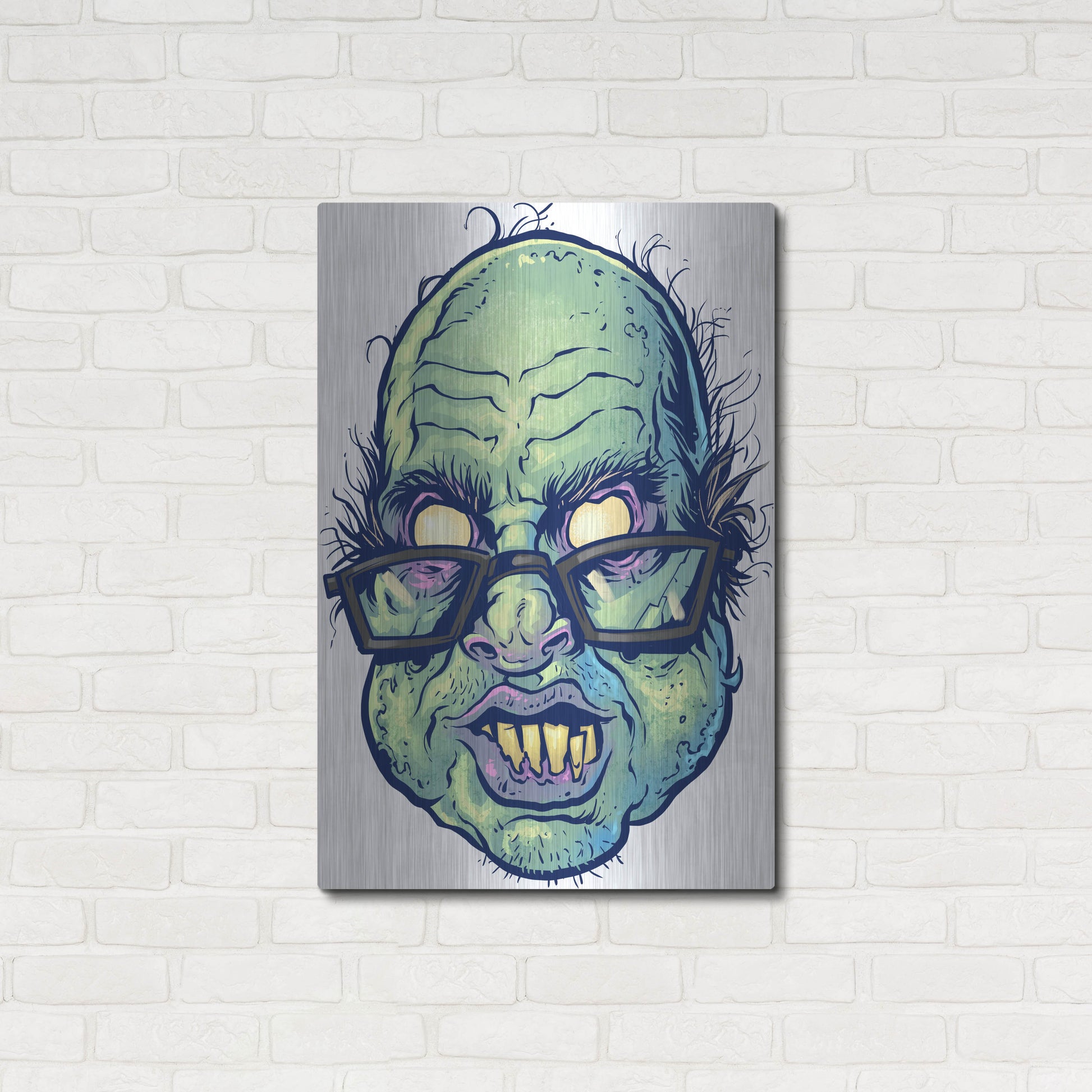 Luxe Metal Art 'Zombie Pattern Head 10' by Flyland Designs, Metal Wall Art,24x36