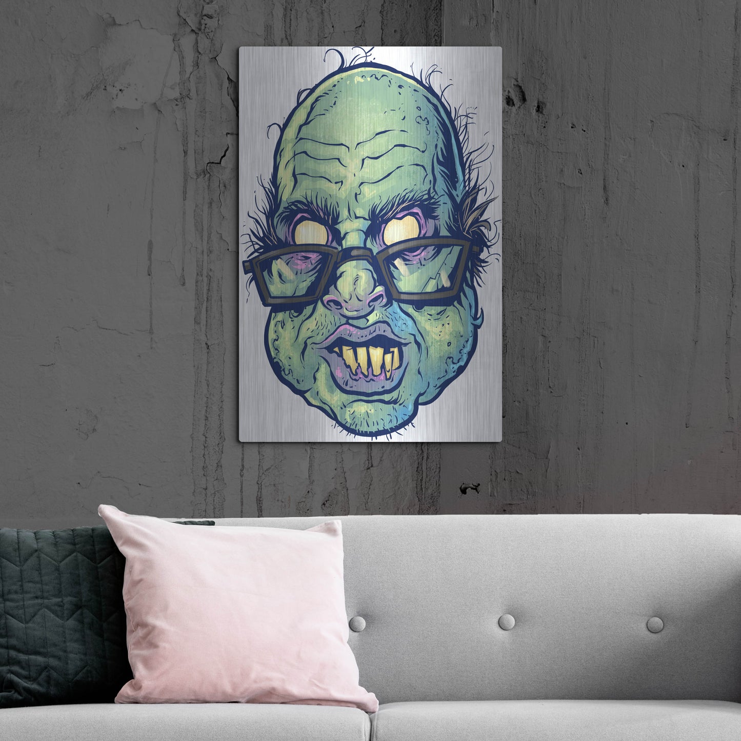 Luxe Metal Art 'Zombie Pattern Head 10' by Flyland Designs, Metal Wall Art,24x36