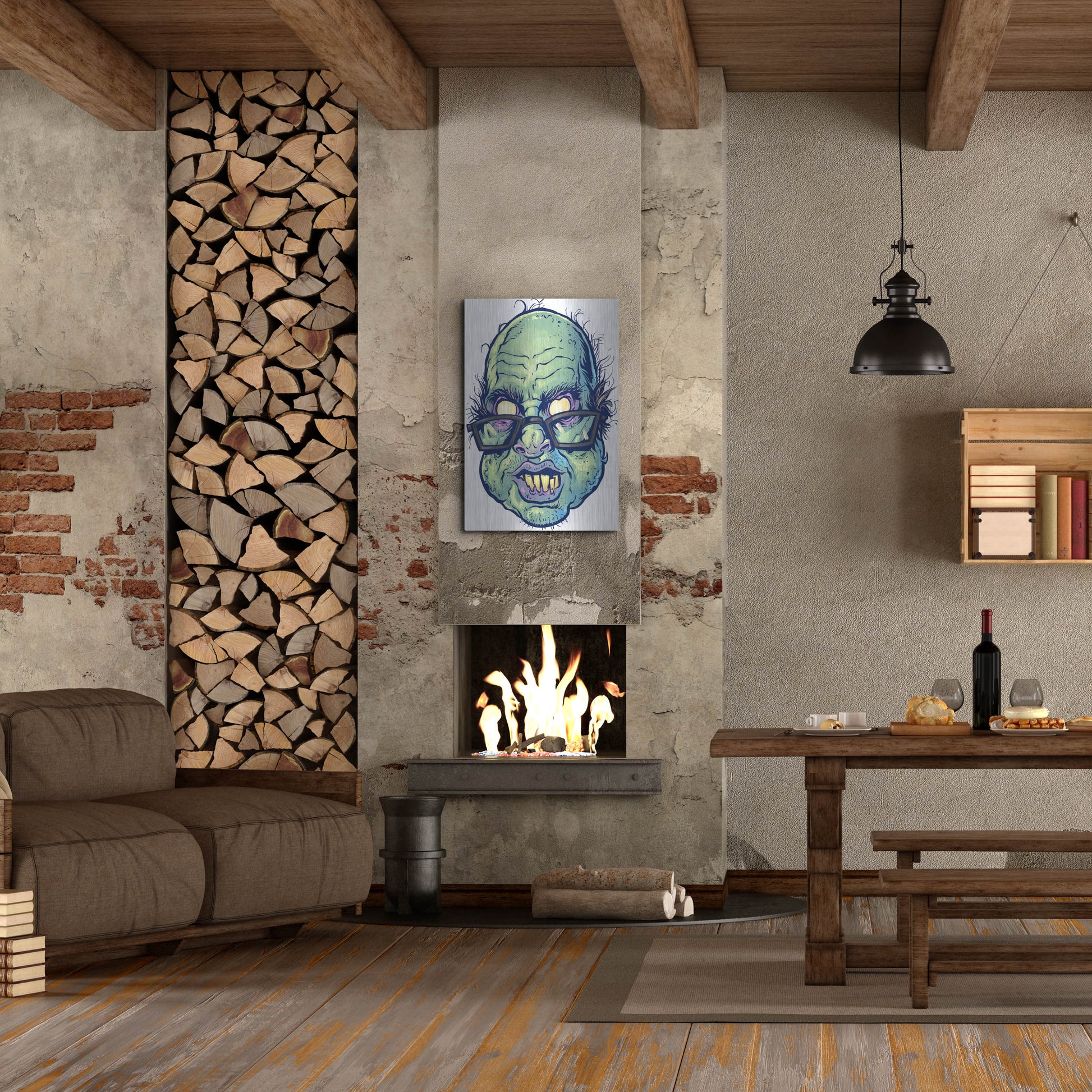 Luxe Metal Art 'Zombie Pattern Head 10' by Flyland Designs, Metal Wall Art,24x36