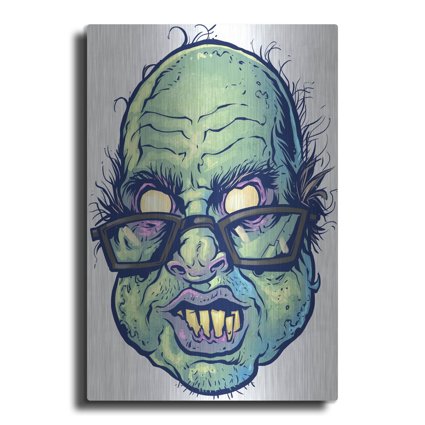 Luxe Metal Art 'Zombie Pattern Head 10' by Flyland Designs, Metal Wall Art