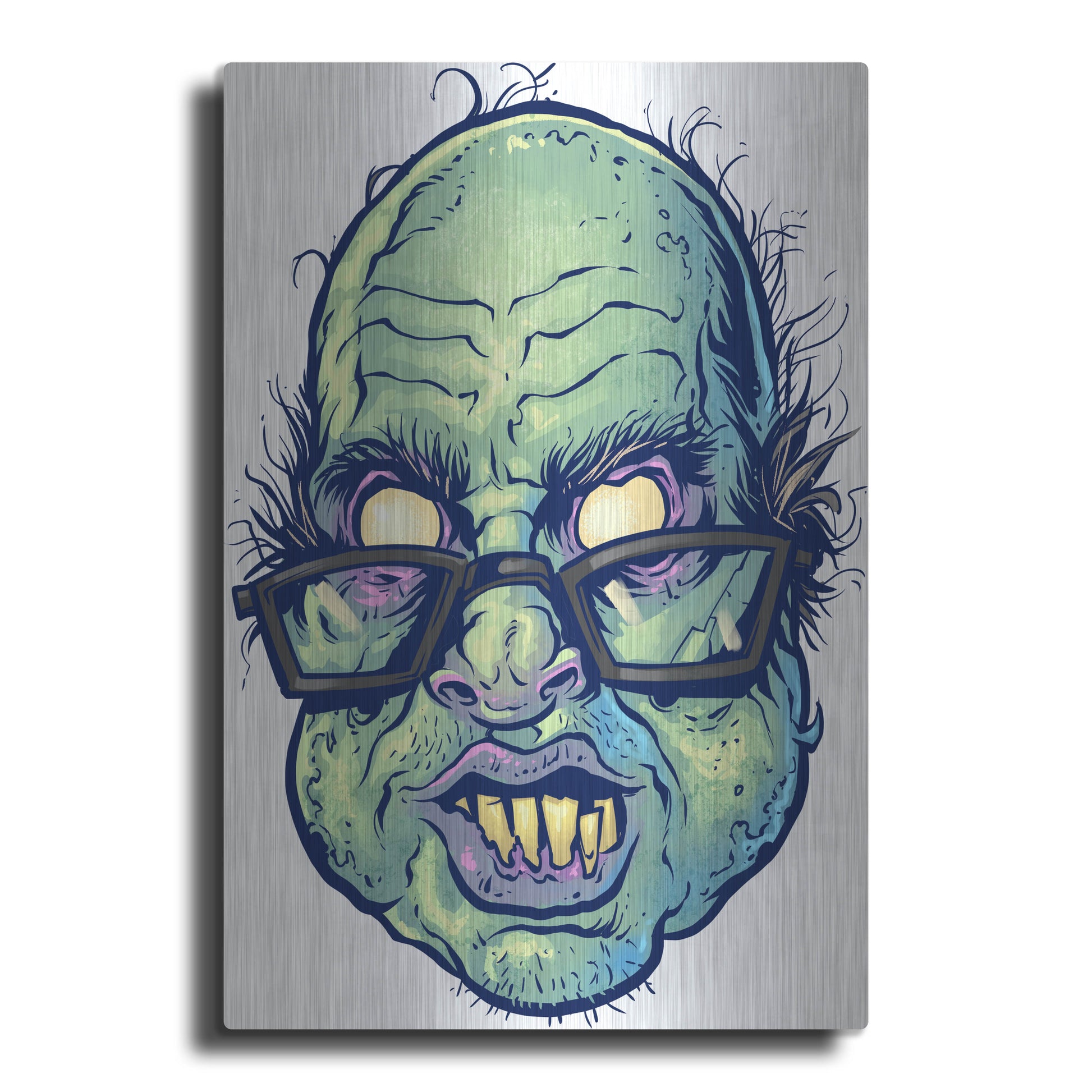 Luxe Metal Art 'Zombie Pattern Head 10' by Flyland Designs, Metal Wall Art