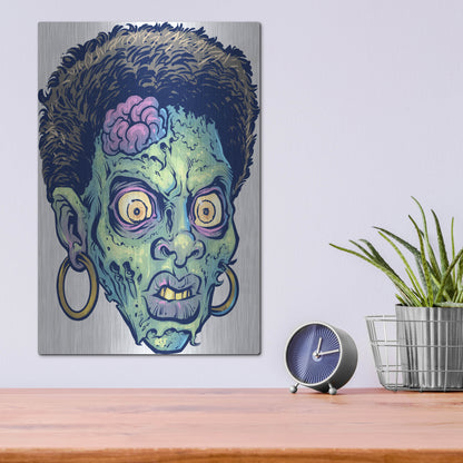 Luxe Metal Art 'Zombie Pattern Head 11' by Flyland Designs, Metal Wall Art,12x16