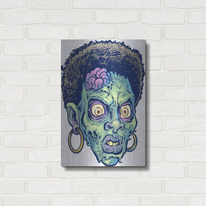 Luxe Metal Art 'Zombie Pattern Head 11' by Flyland Designs, Metal Wall Art,16x24