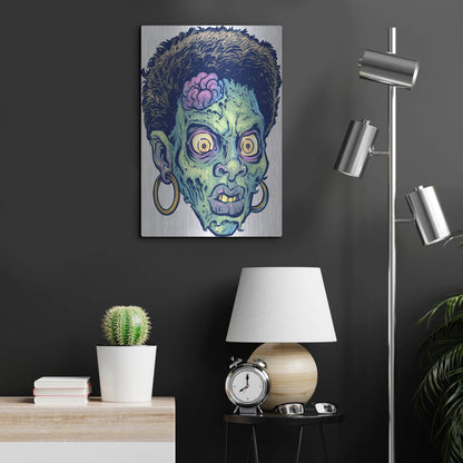 Luxe Metal Art 'Zombie Pattern Head 11' by Flyland Designs, Metal Wall Art,16x24
