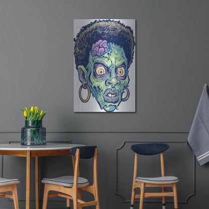 Luxe Metal Art 'Zombie Pattern Head 11' by Flyland Designs, Metal Wall Art,24x36