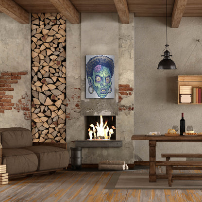 Luxe Metal Art 'Zombie Pattern Head 11' by Flyland Designs, Metal Wall Art,24x36