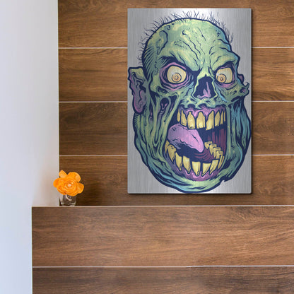 Luxe Metal Art 'Zombie Pattern Head 12' by Flyland Designs, Metal Wall Art,12x16