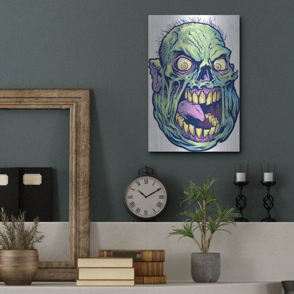 Luxe Metal Art 'Zombie Pattern Head 12' by Flyland Designs, Metal Wall Art,12x16
