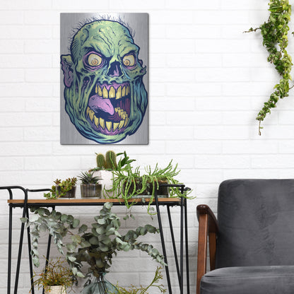 Luxe Metal Art 'Zombie Pattern Head 12' by Flyland Designs, Metal Wall Art,12x16