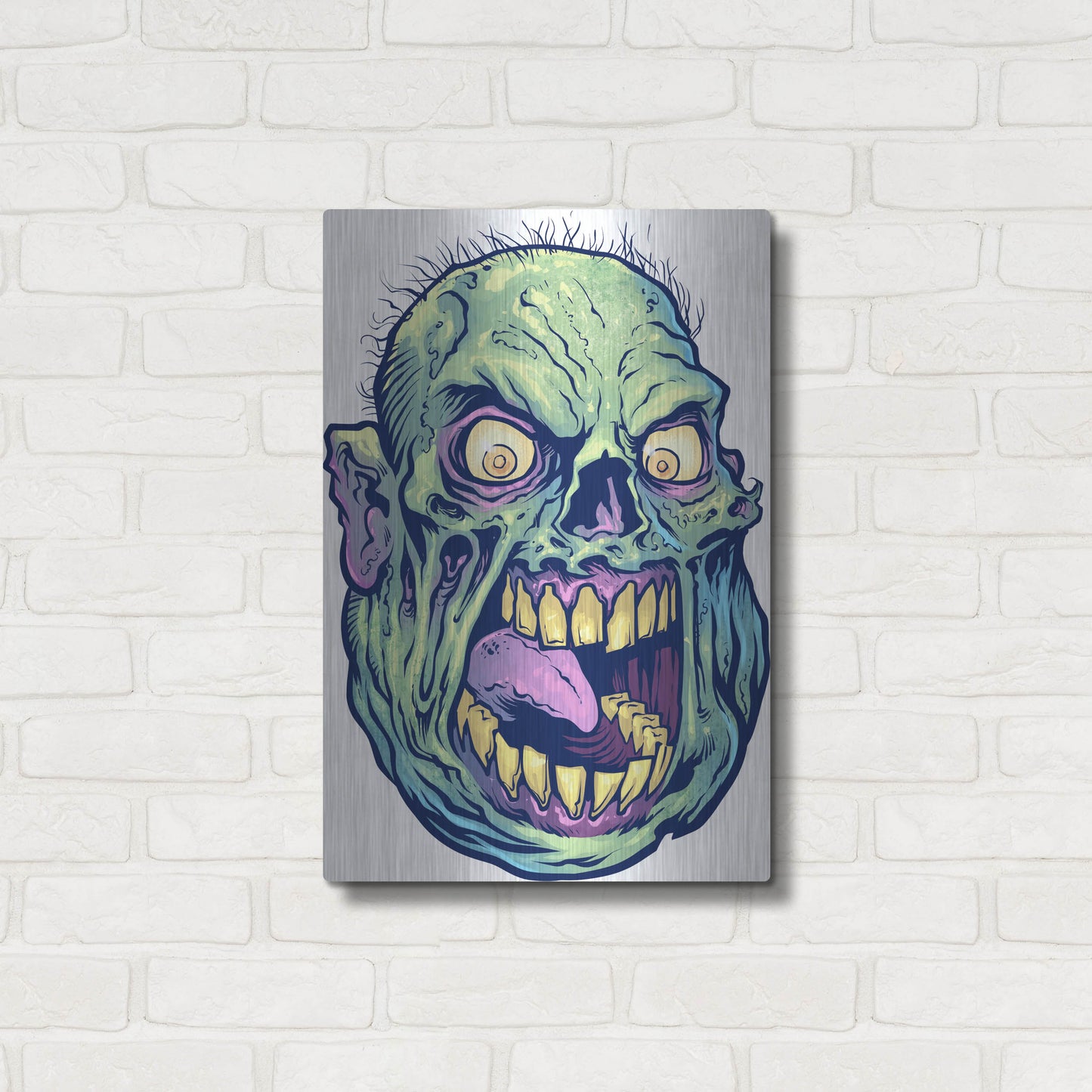 Luxe Metal Art 'Zombie Pattern Head 12' by Flyland Designs, Metal Wall Art,16x24
