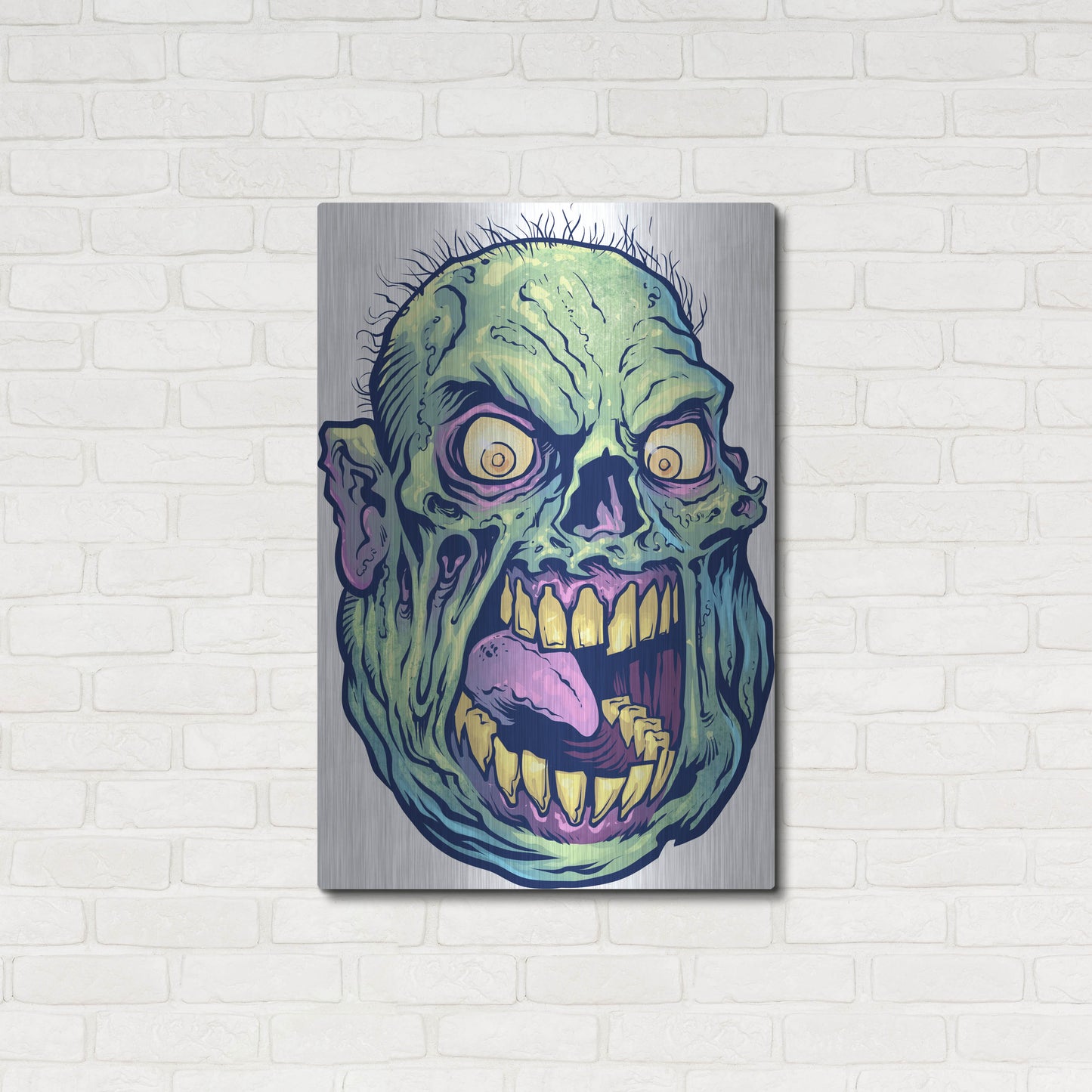 Luxe Metal Art 'Zombie Pattern Head 12' by Flyland Designs, Metal Wall Art,24x36