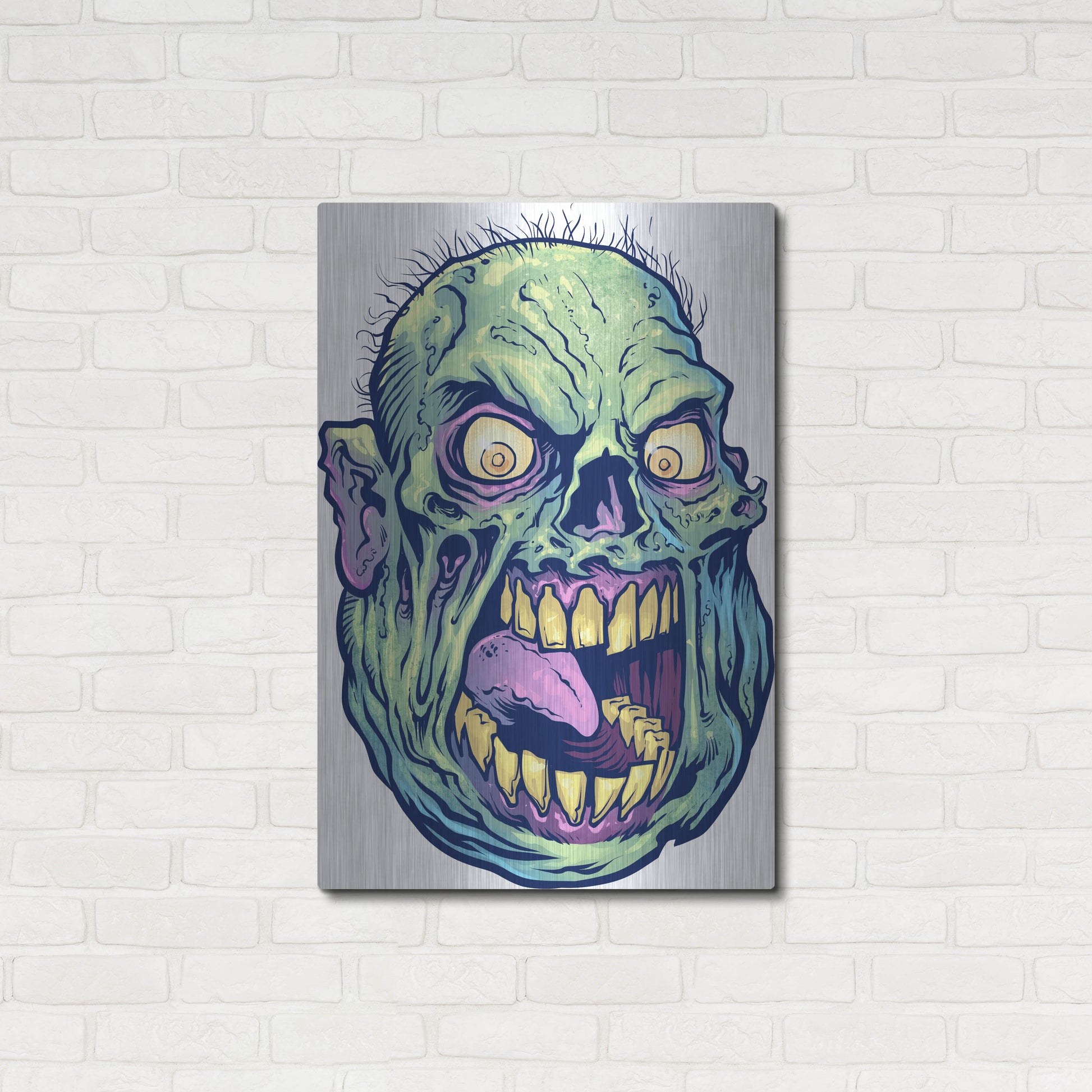 Luxe Metal Art 'Zombie Pattern Head 12' by Flyland Designs, Metal Wall Art,24x36