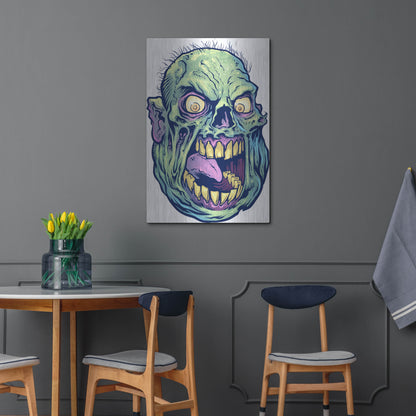 Luxe Metal Art 'Zombie Pattern Head 12' by Flyland Designs, Metal Wall Art,24x36