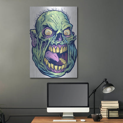 Luxe Metal Art 'Zombie Pattern Head 12' by Flyland Designs, Metal Wall Art,24x36