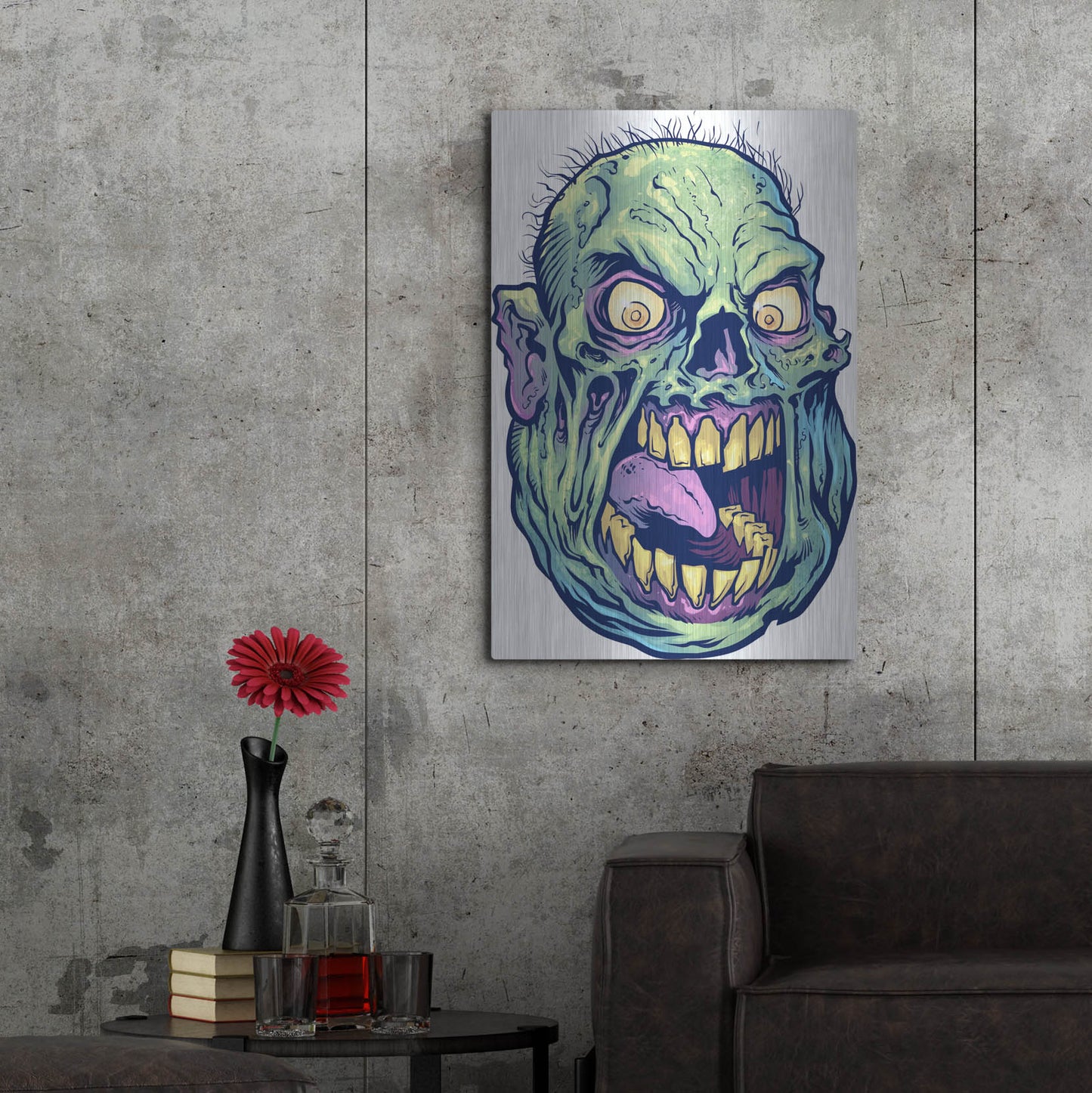 Luxe Metal Art 'Zombie Pattern Head 12' by Flyland Designs, Metal Wall Art,24x36