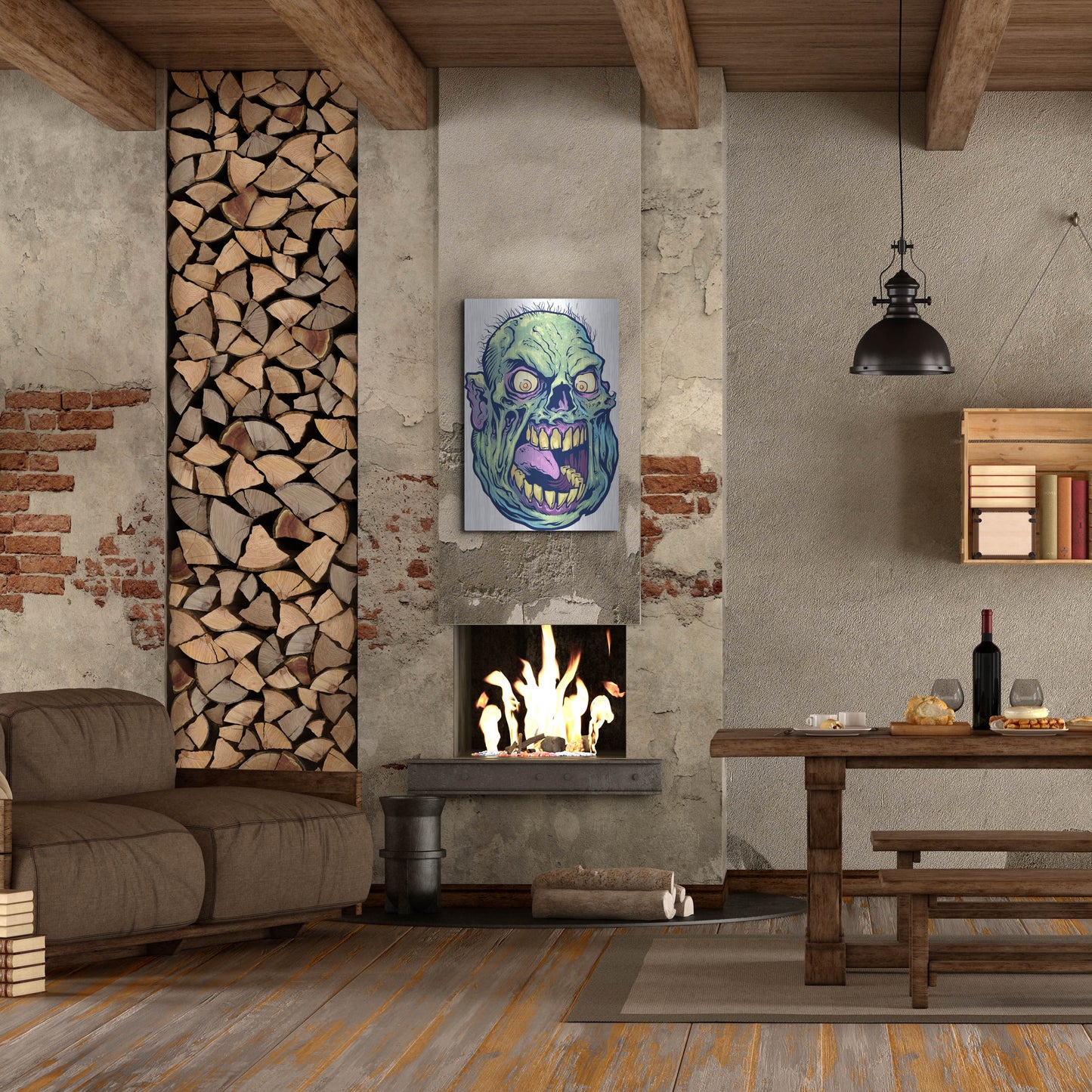 Luxe Metal Art 'Zombie Pattern Head 12' by Flyland Designs, Metal Wall Art,24x36