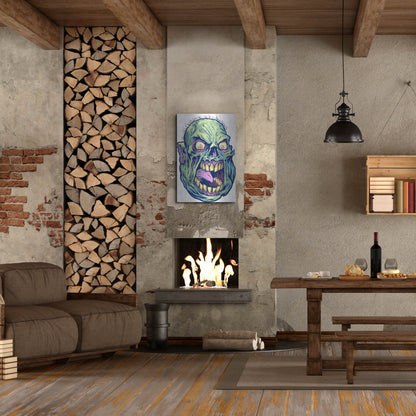 Luxe Metal Art 'Zombie Pattern Head 12' by Flyland Designs, Metal Wall Art,24x36