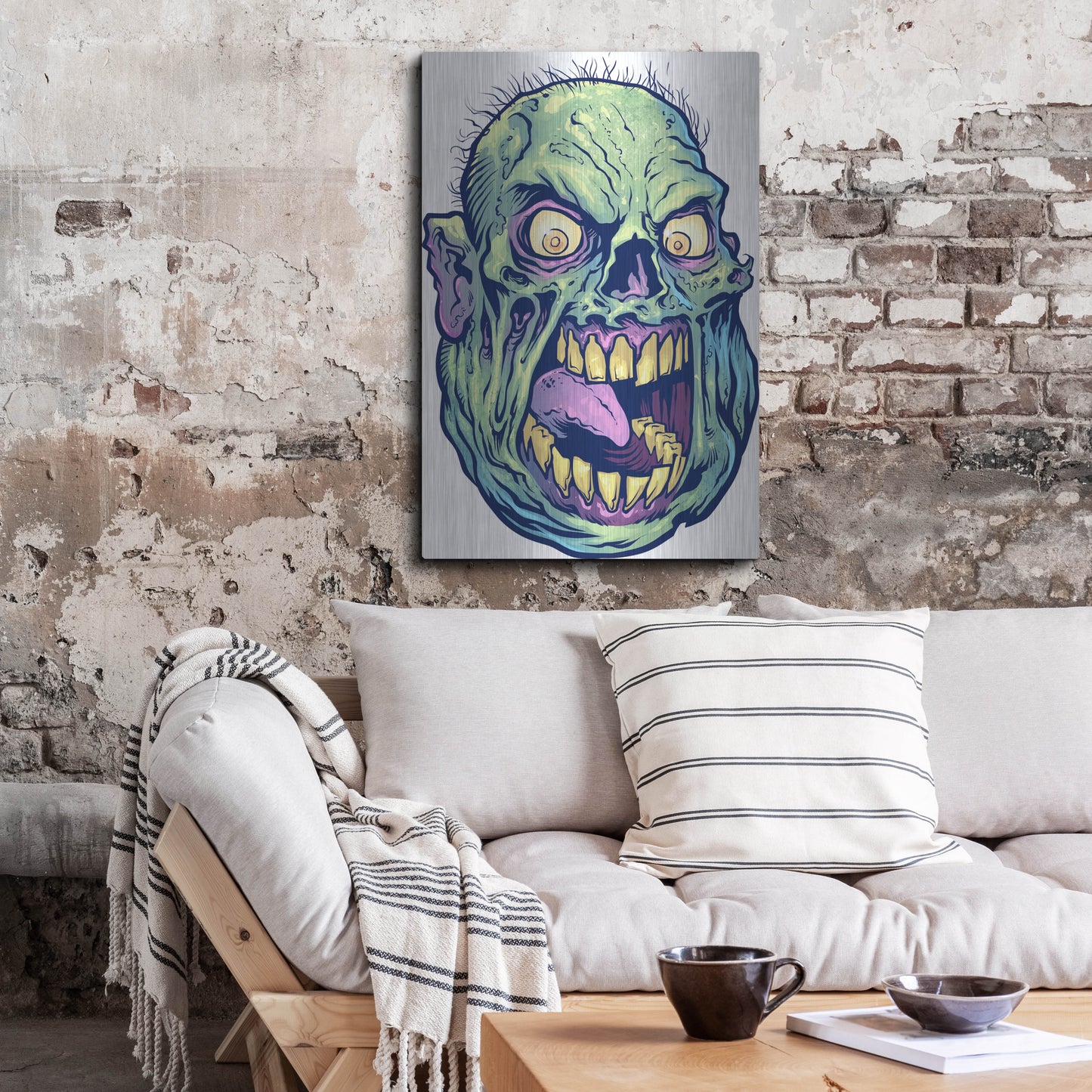 Luxe Metal Art 'Zombie Pattern Head 12' by Flyland Designs, Metal Wall Art,24x36