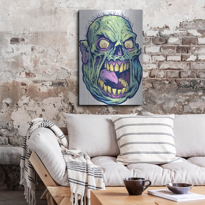 Luxe Metal Art 'Zombie Pattern Head 12' by Flyland Designs, Metal Wall Art,24x36