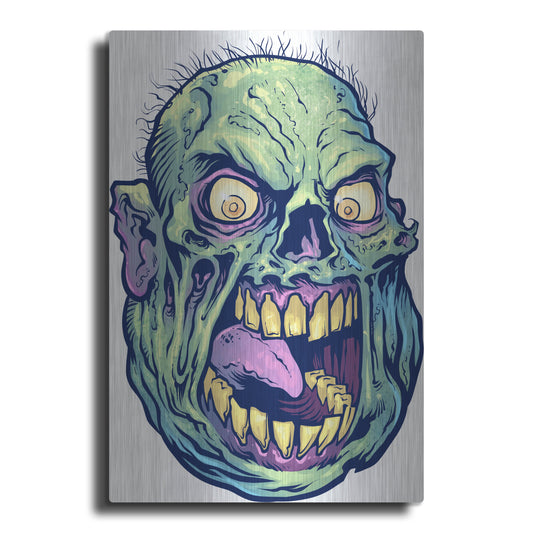 Luxe Metal Art 'Zombie Pattern Head 12' by Flyland Designs, Metal Wall Art