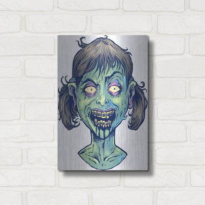 Luxe Metal Art 'Zombie Pattern Head 13' by Flyland Designs, Metal Wall Art,12x16