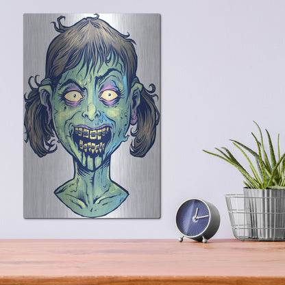 Luxe Metal Art 'Zombie Pattern Head 13' by Flyland Designs, Metal Wall Art,12x16