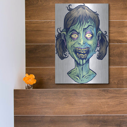 Luxe Metal Art 'Zombie Pattern Head 13' by Flyland Designs, Metal Wall Art,12x16