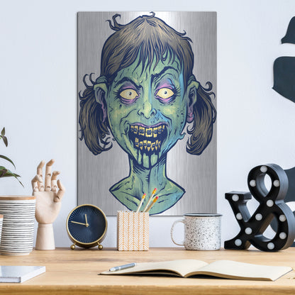 Luxe Metal Art 'Zombie Pattern Head 13' by Flyland Designs, Metal Wall Art,12x16