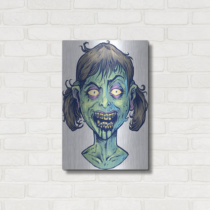Luxe Metal Art 'Zombie Pattern Head 13' by Flyland Designs, Metal Wall Art,16x24