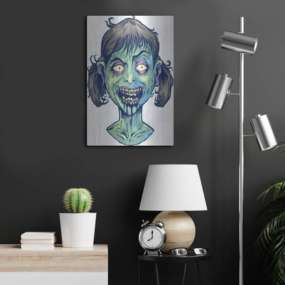 Luxe Metal Art 'Zombie Pattern Head 13' by Flyland Designs, Metal Wall Art,16x24