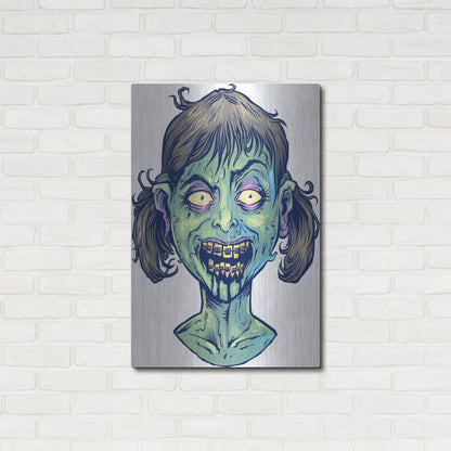 Luxe Metal Art 'Zombie Pattern Head 13' by Flyland Designs, Metal Wall Art,24x36
