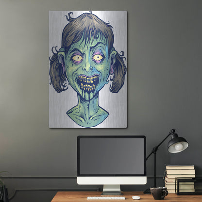 Luxe Metal Art 'Zombie Pattern Head 13' by Flyland Designs, Metal Wall Art,24x36