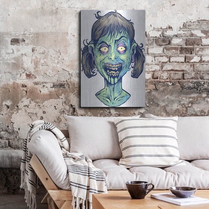 Luxe Metal Art 'Zombie Pattern Head 13' by Flyland Designs, Metal Wall Art,24x36