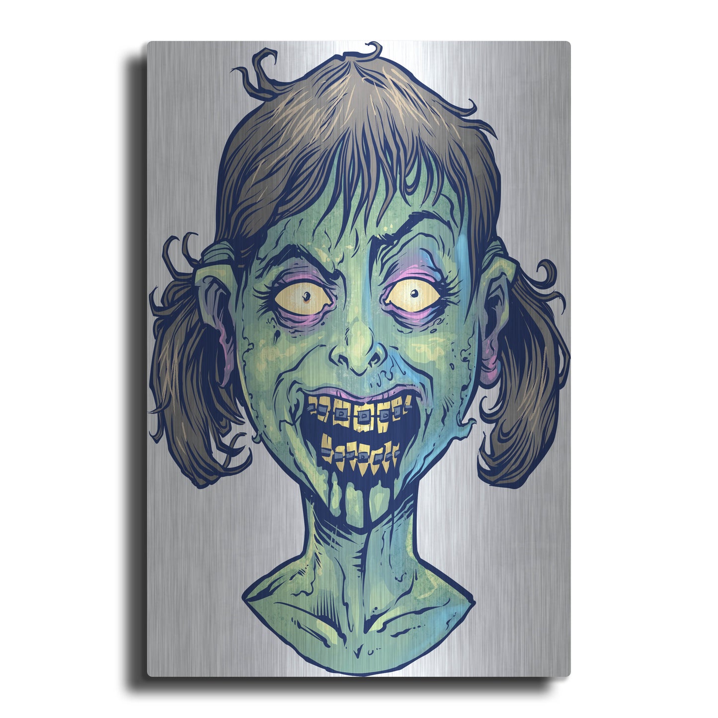 Luxe Metal Art 'Zombie Pattern Head 13' by Flyland Designs, Metal Wall Art