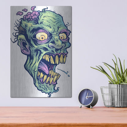 Luxe Metal Art 'Zombie Pattern Head 14' by Flyland Designs, Metal Wall Art,12x16