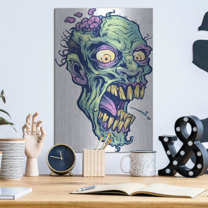 Luxe Metal Art 'Zombie Pattern Head 14' by Flyland Designs, Metal Wall Art,12x16