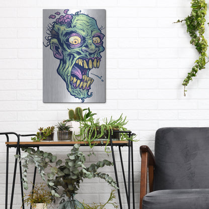 Luxe Metal Art 'Zombie Pattern Head 14' by Flyland Designs, Metal Wall Art,12x16