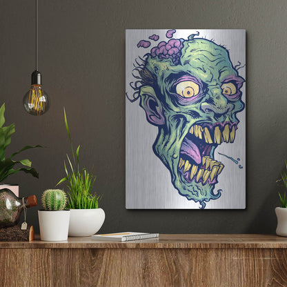 Luxe Metal Art 'Zombie Pattern Head 14' by Flyland Designs, Metal Wall Art,12x16