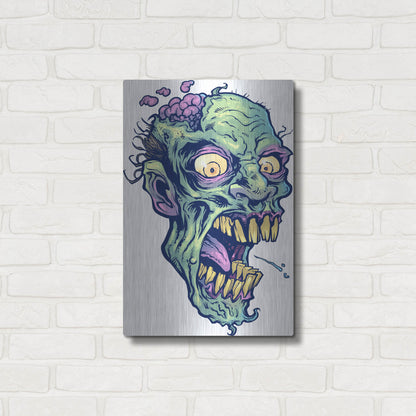 Luxe Metal Art 'Zombie Pattern Head 14' by Flyland Designs, Metal Wall Art,16x24