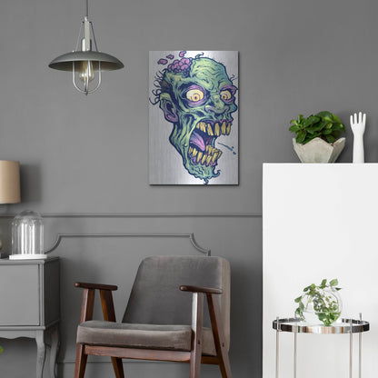 Luxe Metal Art 'Zombie Pattern Head 14' by Flyland Designs, Metal Wall Art,16x24