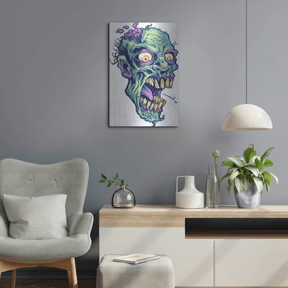 Luxe Metal Art 'Zombie Pattern Head 14' by Flyland Designs, Metal Wall Art,16x24