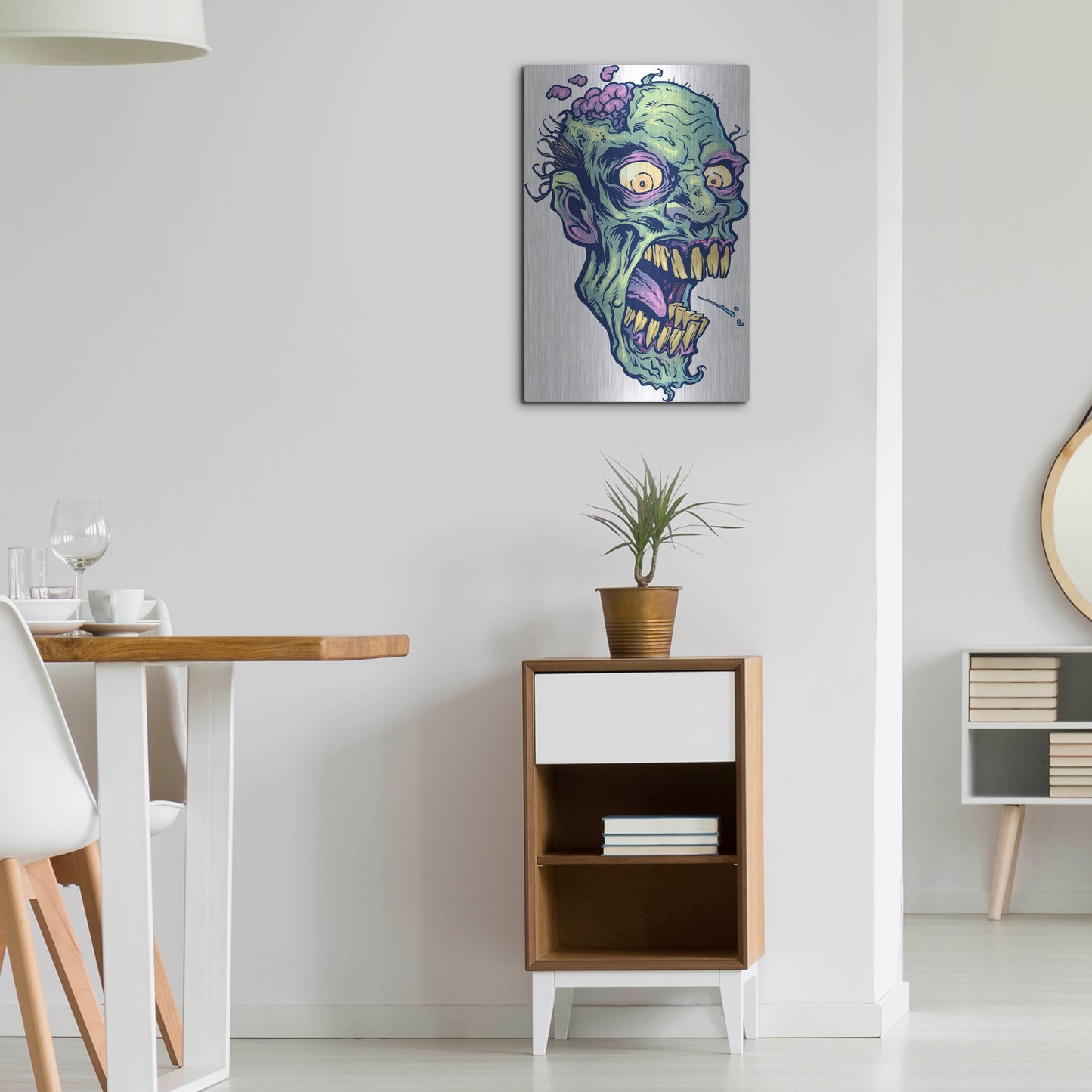 Luxe Metal Art 'Zombie Pattern Head 14' by Flyland Designs, Metal Wall Art,16x24